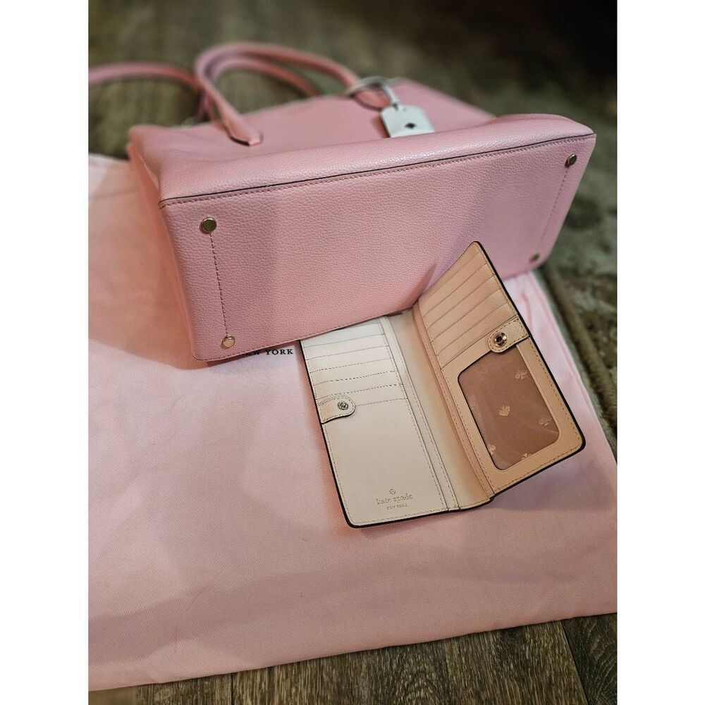 Kate Spade Leather Eva Purse Satchel AND Staci Large Slim Bifold Wallet PINK - Picture 4 of 16